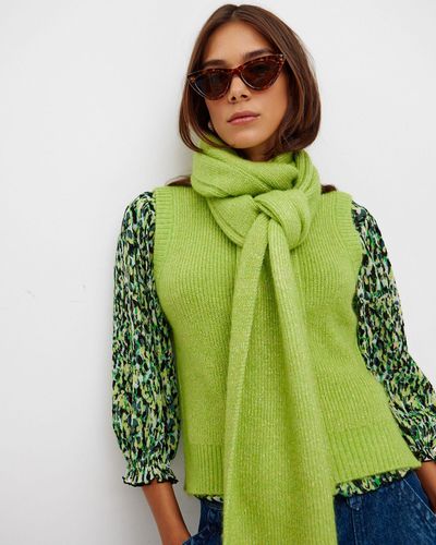 Oliver Bonas Sparkle Lime Green Knitted Scarf