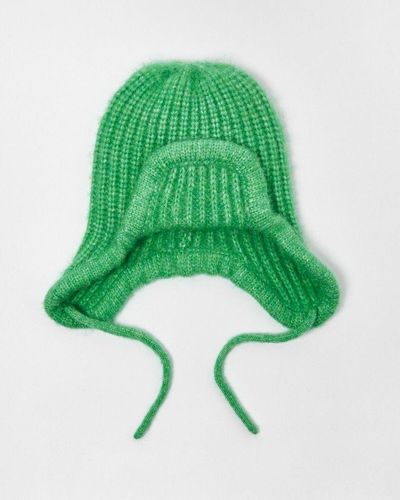 Oliver Bonas Marl Alpaca Knitted Trapper Hat - Green