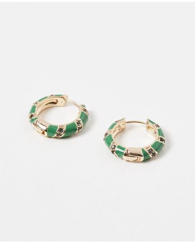 Oliver Bonas Capri & Gold Enamel Hoop Earrings - Metallic