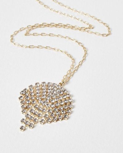 Oliver Bonas Angelique Glass Tiered Tassel Drop Necklace - White