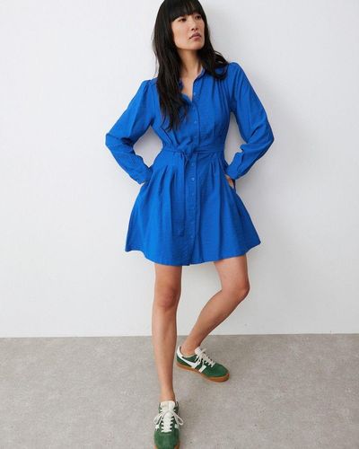 Oliver Bonas Textured Mini Shirt Dress - Blue