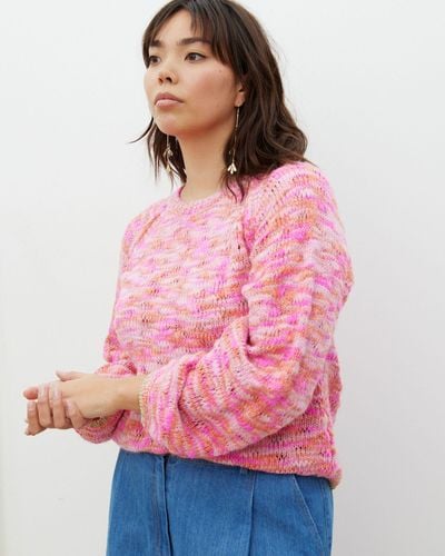 Oliver Bonas Speckled Stitch Knitted Jumper, Size 8 - Pink