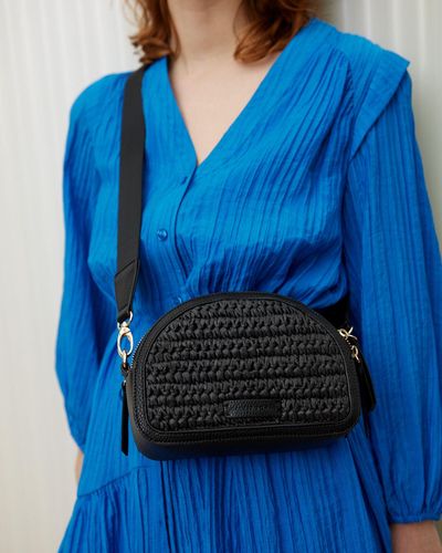 Oliver Bonas Sophia Raffia Weave Crossbody Bag - Blue