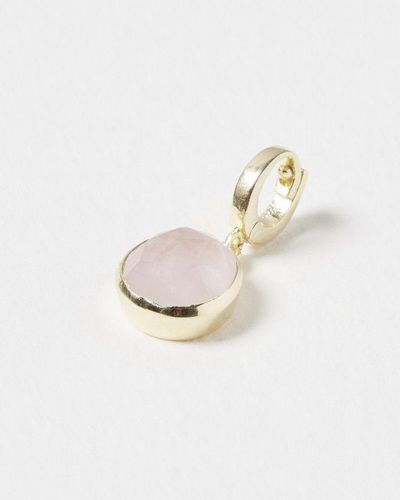 Oliver Bonas Kindred Oval Rose Quartz Stone & Gold Plated Charm - Pink