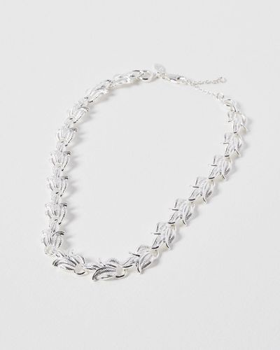 Oliver Bonas Aster Vintage Chunky Chain Collar Necklace - White