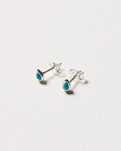 Oliver Bonas Zosia Turquoise Teardrop Stud Earrings - Metallic