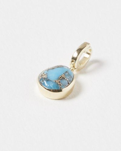 Oliver Bonas Kindred Oval Copper Turquoise Stone & Gold Plated Charm - Blue