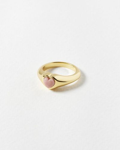 Oliver Bonas Ava Heart Opal Gold Plated Statement Ring - White