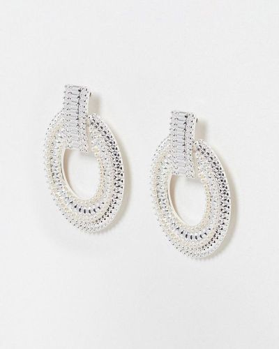 Oliver Bonas Ava Faux Pearl Loop Drop Earrings - White
