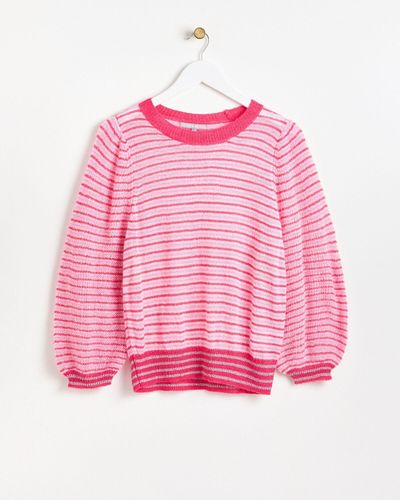 Oliver Bonas Stripy Knitted Top, Size 8 - Pink