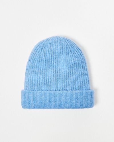 Oliver Bonas Double Rib Knitted Beanie Hat - Blue