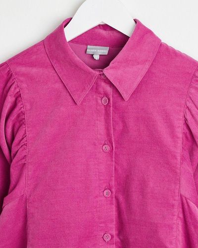 Oliver Bonas Corduroy Pleated Sleeve Shirt - Pink