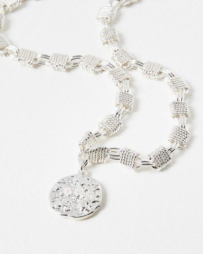 Oliver Bonas Meri Textured Chunky Collar Necklace - White
