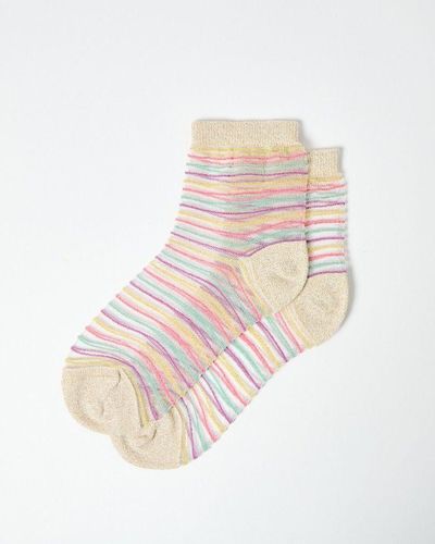 Oliver Bonas Pastel Stripe Sheer Ankle Socks - White