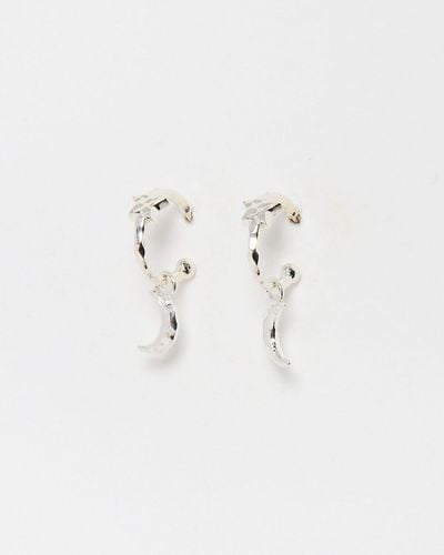 Oliver Bonas Lucy Molten Star & Moon Drop Earrings - Natural