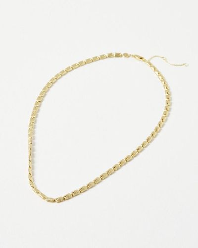 Oliver Bonas Erica Textured Rectangular Plated Chain Necklace - Natural