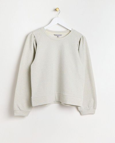 Oliver Bonas Nepped Pleat Sleeve Sweatshirt, Size 18 - White
