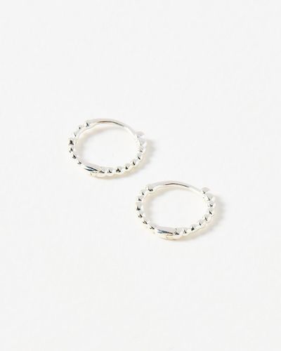 Oliver Bonas Yara Ball Huggie Earrings - White