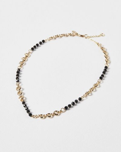 Oliver Bonas Deborah Bead & Loop Chain Short Necklace - Black