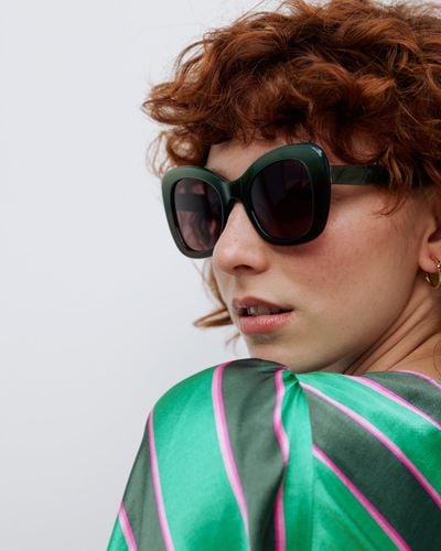Oliver Bonas Ombre Shimmer Butterfly Acetate Sunglasses - Green