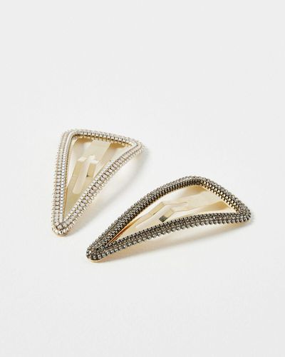 Oliver Bonas Cecilia Triangular Chain Hair Clips Pack Of Two - Brown