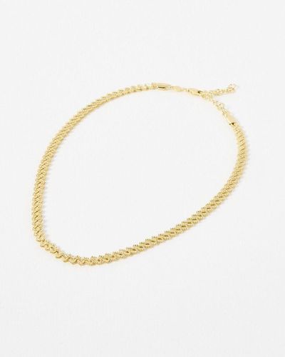Oliver Bonas Celyn Ornate Plated Chain Necklace - White