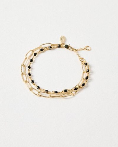 Oliver Bonas Angie Bead & Links Layered Chain Bracelet - Metallic