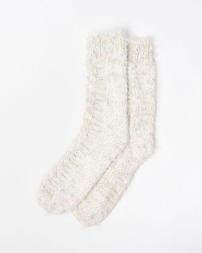 Oliver Bonas Speckled Fluffy White & Gold Socks