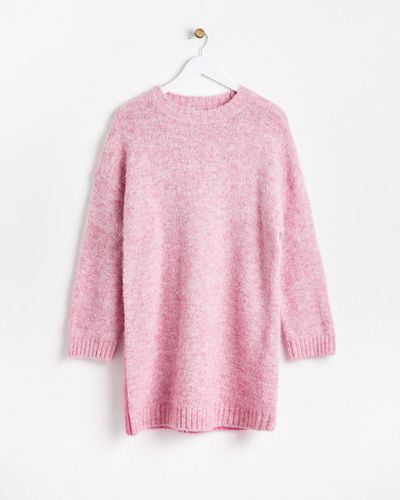 Oliver Bonas Two Tone Knitted Jumper Dress, Size 6 - Pink