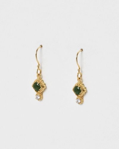 Oliver Bonas Neri Nephrite Green Jade Drop Earrings - White