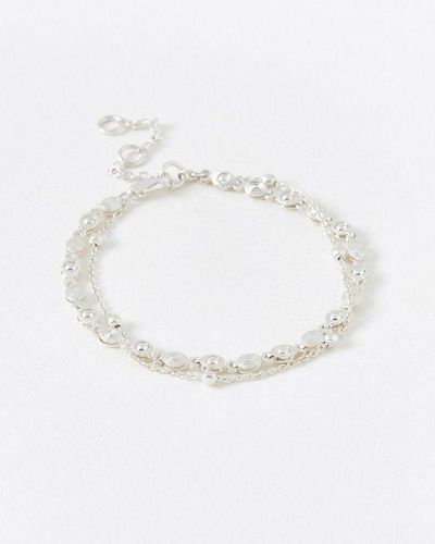 Oliver Bonas Misty Textured Layered Chain Bracelet - White