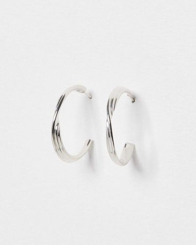 Oliver Bonas Amber Twist Hoop Earrings Large - Metallic