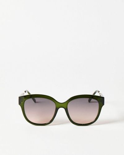 Oliver Bonas Metal Arm Cat Eye Sunglasses - Green