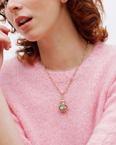Oliver Bonas Itsaso Stone Pendant Necklace - Pink