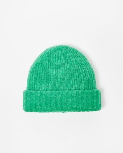 Oliver Bonas Double Rib Green Knitted Beanie Hat