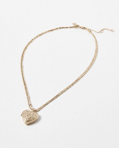 Oliver Bonas Axel Vintage Heart Locket Necklace - White