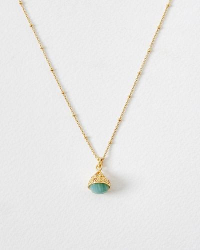 Oliver Bonas Morgan Blue Amazonite Pendant Necklace - White