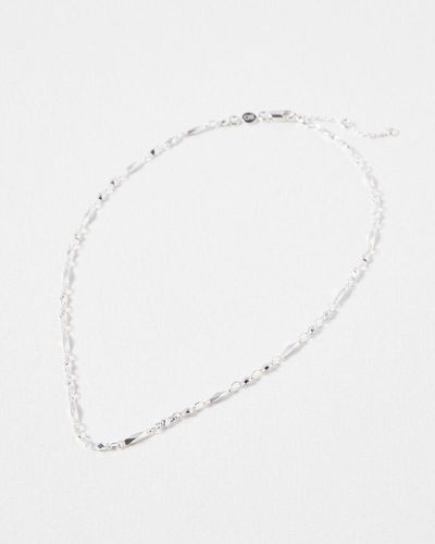 Oliver Bonas Eos Twist & Textured Bead Plated Chain Necklace - White