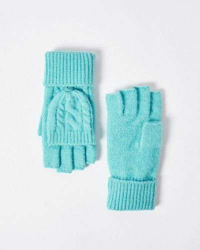 Oliver Bonas Aqua Blue Knitted Fingerless Gloves