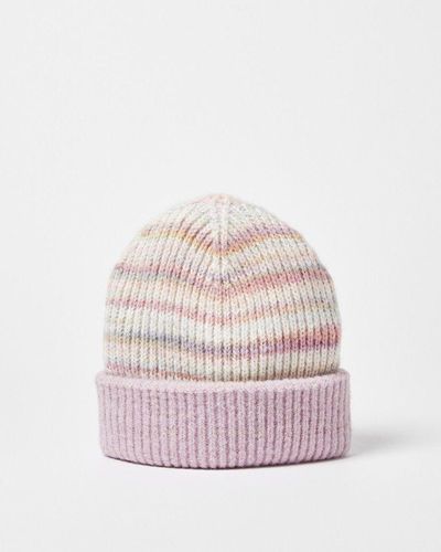 Oliver Bonas Space Dye Pastel Sparkle Knitted Beanie Hat - Pink