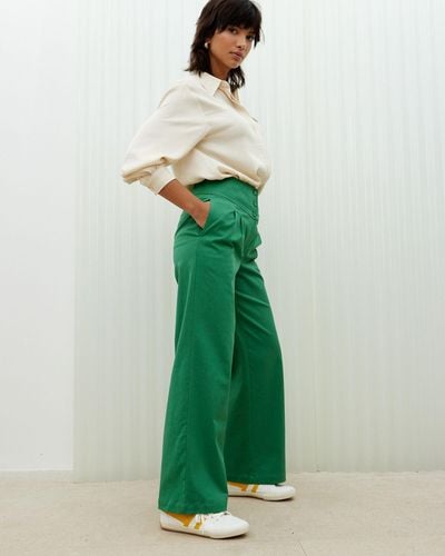 Oliver Bonas Basque Wide Leg Trousers, Size 6 - Green