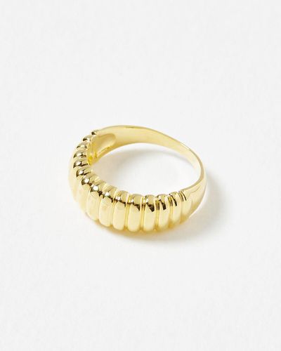 Oliver Bonas Anthia Ribbed Texture Ring, Size 50 - Metallic