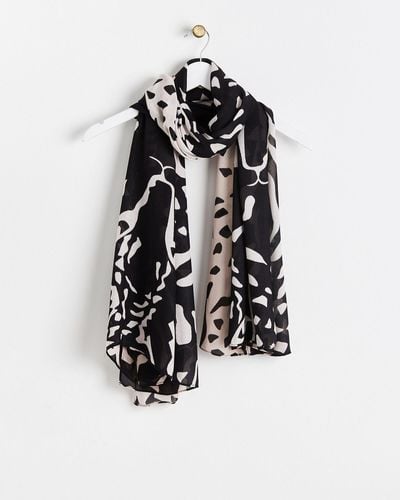 Oliver Bonas Abstract Ocelot Monochrome Lightweight Scarf - Red