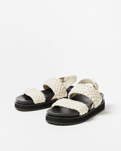 Oliver Bonas Chunky Weave Ecru Leather Sandals - White