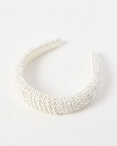 Oliver Bonas Marina Faux Pearl & Seed Bead Headband - White