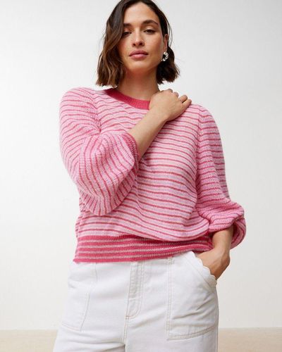 Oliver Bonas Stripy Knitted Top - Pink
