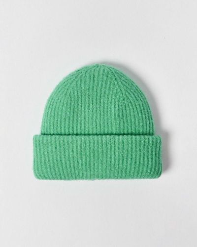 Oliver Bonas Jade Ribbed Knitted Hat - Green