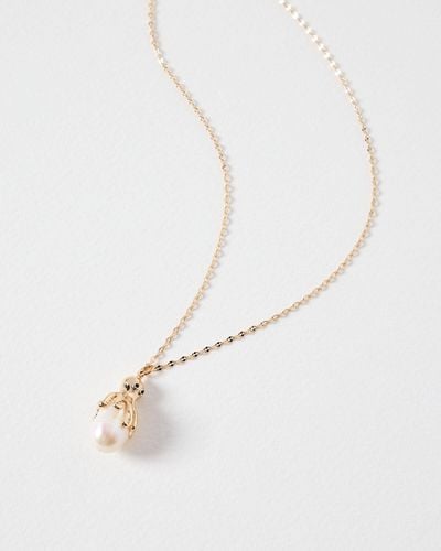 Oliver Bonas Eldoris Octopus & Pearl Pendant Necklace - White