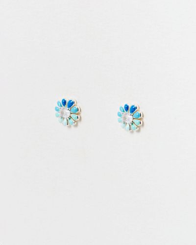 Oliver Bonas Lily Ombre Flower Stud Earrings - Blue