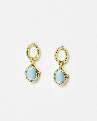 Oliver Bonas Dara Opalite Loop Gold Plated Drop Earrings - Blue